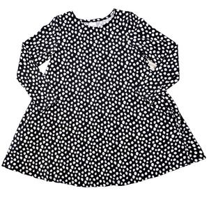 Hanna Andersson Girl's 140cm/US 10 Long Sleeve T-Shirt Dress Black White Spots